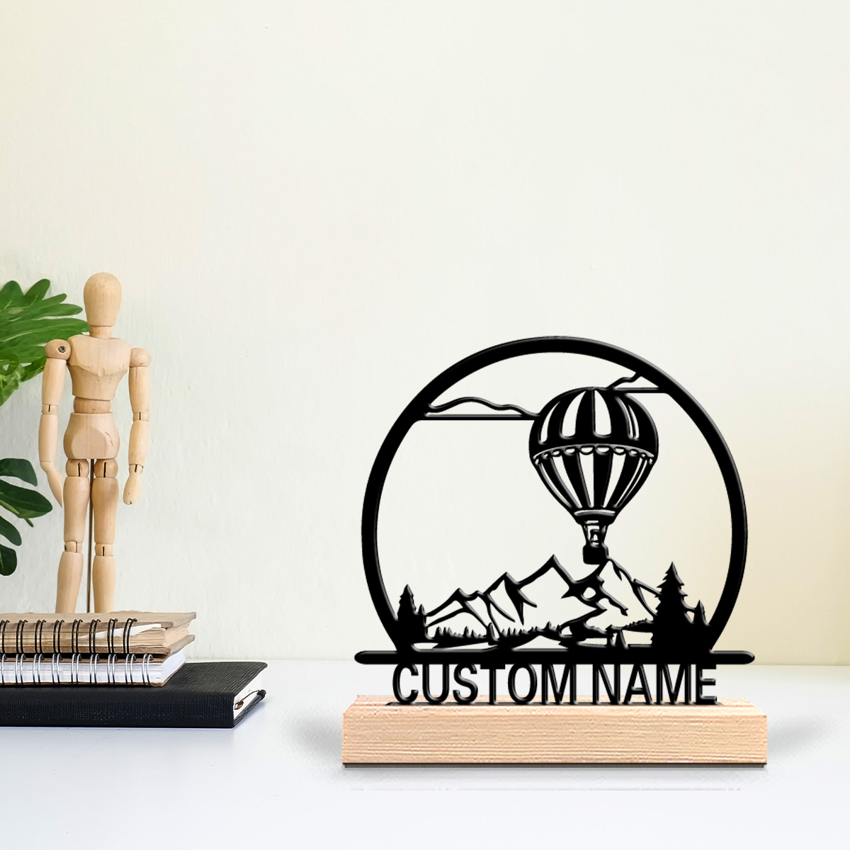 Woodworking Art - 1pc Hot air balloon Customized Name