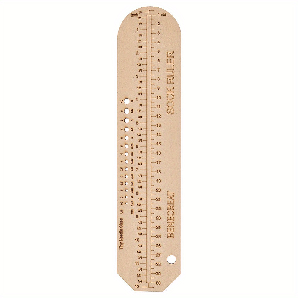 Woodworking Art - Flat 2D Wooden Sock Knitting Ruler