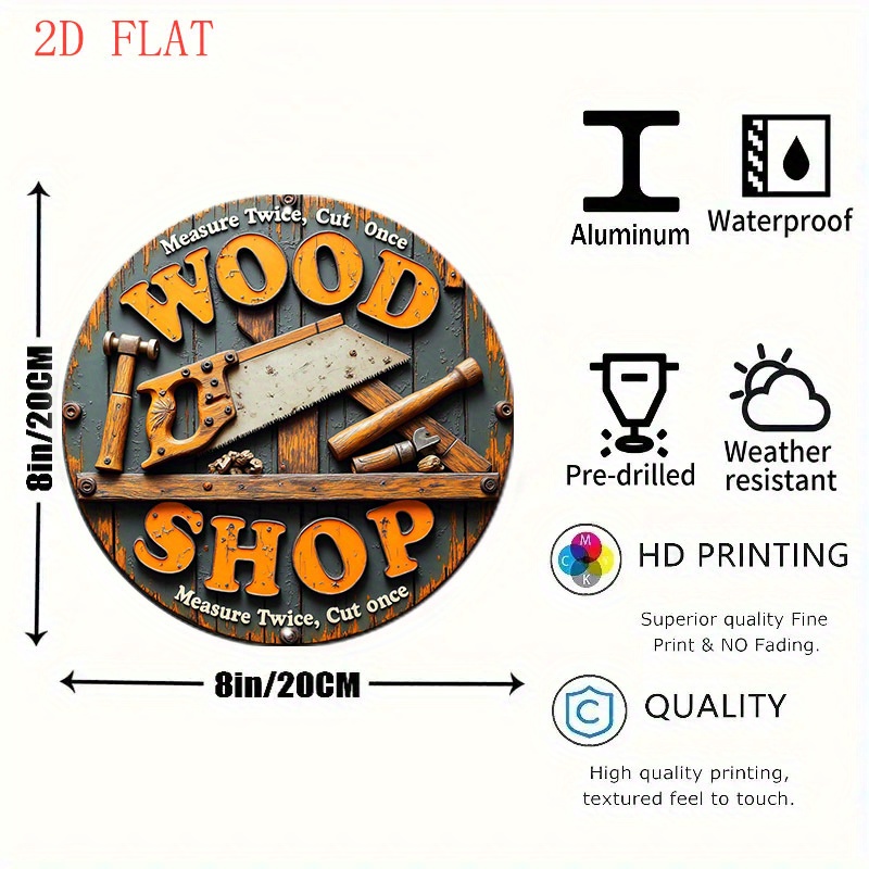 Vintage 2D 8 Inch Round Metal  - Woodworking Art 评论和价格