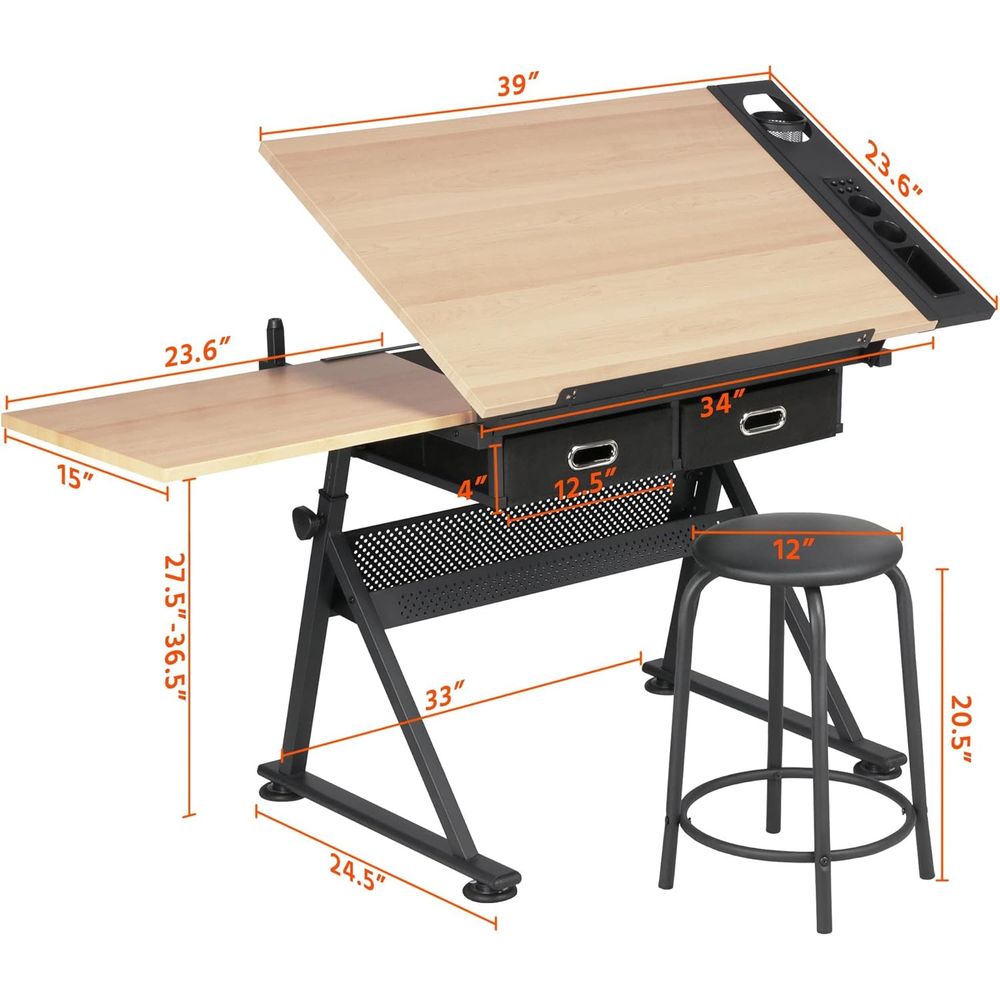 Height Adjustable Drating Tabl - Woodworking Art 评论和价格